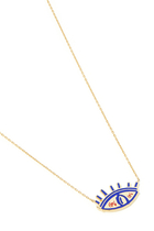 Evil Eye Word Necklace, 18k Yellow Gold